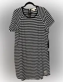 Michael Kors Black and White Striped Short Sleeve Shirt Dress - 2X