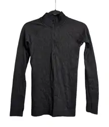 Lululemon Black Floral Embossed Quarter Zip Pullover Top Size 4 Athleisure Layer