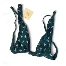 Boutine LA Valley Green X Print Triangle Bikini Top Medium NWT