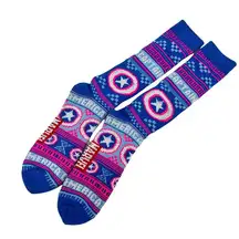 Marvel Captain America Women's  Comics Sweater Socks - Blue/Pink