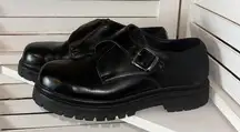 skechers black buckle loafers thick sole leather