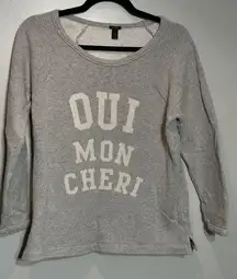 J.CREW "Oui Mon Cheri" Sweatshirt Size Small Great 3/4 Sleeves Lightweight