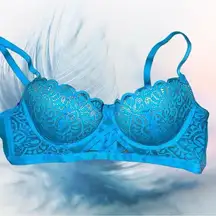 Adored by adore me super cute aqua blue lace bra! New!