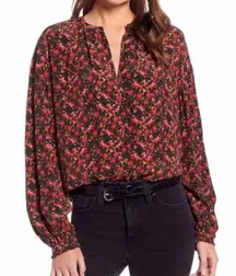 NWT Something Navy Easy Volume Floral Blouse XS