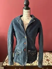 Levi Strauss Large (runs small) Button Front Fitted Jean Jacket Denim Wash