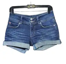 Hudson Womens Size 25 Denim Ruby Mid Thigh Shorts Mid Wash Flap Pockets Low Rise