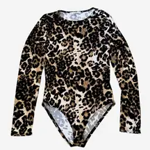Gaze Leopard Print‎ Long Sleeve Bodysuit Women's Small