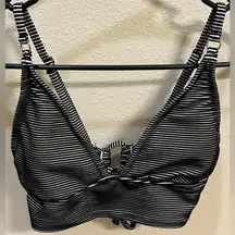 Shade & Shore Black White Banded Bikini Top Women's Sz Small