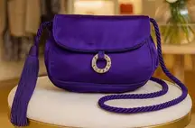 Saks Fifth Avenue Rhinestone Satin Mini Purse Evening Event Special Occasion