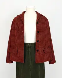 Vintage 80’s Pendleton Pure Wool Houndstooth Plaid Jacket in Orange | Size M/L