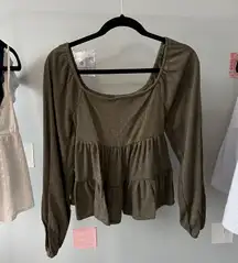 Altard state green ribbed blouse 