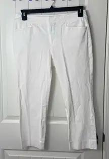 CHAPS women’s solid white cropped capri jeans pants summer‎ stretch bottoms 8