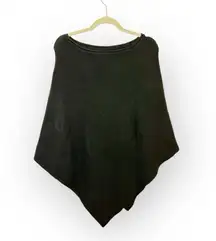 Tabitha Webb Black Knit Wool Blend Asymmetrical Poncho Wrap One Size