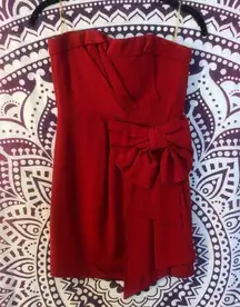 Forever 21 Formal Strapless Mini Dress Red Bow Ribbon