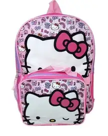 Hello Kitty  16" Backpack w/Detachable Insulated Lunch Bag & Padded Straps. NWT