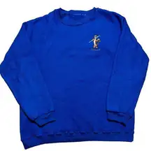 VTG Tigger Skiing Disney Sweatshirt Blue Fleece Crew Neck Y2K Embroidered SZ L