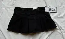 Macy's BRAND NEW W TAGS black micro mini pleated skirt skort built in shorts