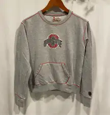 Vintage look Izod Collegiate OSU Ohio State crew neck gray kangaroo sweatshirt