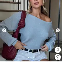 White Fox Size M Cover Me Up Knit Sweater Gray Ribbed Slouchy‎ Neutral Staple