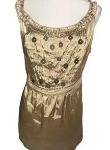 Y2K Gold Embellished Tank Satin-Like Plus Size 22/24 Seven7