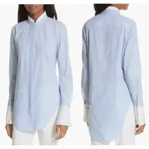 Rag & Bone Allie Stripe Long Sleeve Cotton Button-Up Shirt Blue Women's Size S