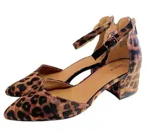 Torrid  Leopard Print Velvet Strappy Heels Size 10.5 Wide Width