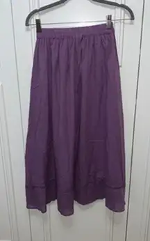 NWT Women's Purple Floral Midi Skirt Lace Trim Size‎ Large Casual Elastic Waist