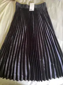 silky black pleated skirt