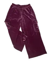 Women Mid-Rise Wide Leg Purple Velvet Cargo Pants Size L Universal Thread