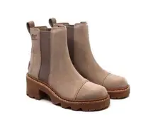 Sorel Joan Now Chelsea Suede Heeled Bootie Omega Taupe Gum Soles Size 11 Women’s