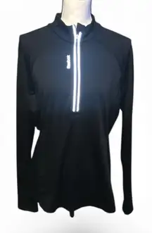 Reebok Speedwick Black Long Sleeve Women's Athletic Shirt Reflective 1/2 Zip