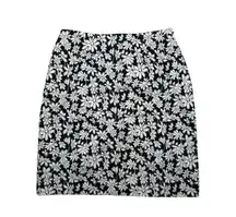 Geoffery Beene: Black and White Floral  High Rise Mini Skirt