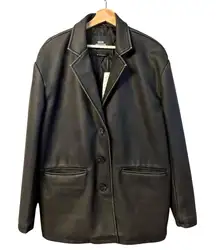 Urban Outfitters Oversized Faux Leather Blazer Jacket Size L Dad Grunge Punk