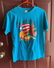 Vintage Style Puerto Rico Graphic T-shirt Size Small In Blue