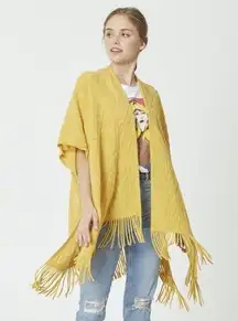 Do everything in Love Brand Open Knit Kimono with Fringe Tassels