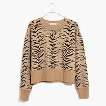 Madewell Crop Sweatshirt in Tiger Stripe AF979 Long Sleeves Cropped Fit Size XS