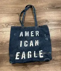 American Eagle AE Blue Denim Tote Bag School Books Lightweight