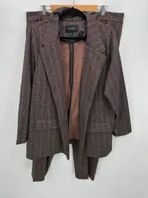 Liverpool Womens Suit Pant Set Size 18W/2X Brown Plaid Career Office Stretch