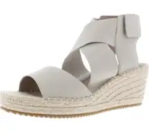 Eileen Fisher Willow Leather Espadrille Sandals‎ Open Toe Tan Wedge Size 7.5