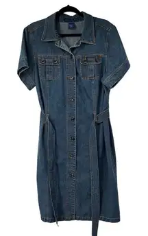 Avenue Jeans Denim Jean Button Up Short Sleeve Belted Dress Sz‎ 20