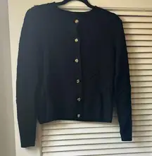 H&M black button down cardigan with gold buttons