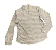 blue and white striped button up shirt 🔥