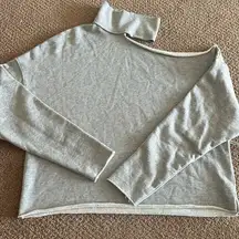 Six Fifty Women’s Cold Shoulder Mock Turtleneck Grey Sweatshirt