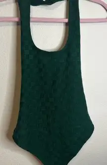 Le Lis Green Checkered Bodysuit