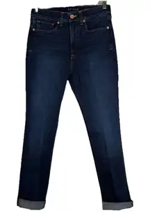 SPANX High Rise Straight Leg 5 Pocket Denim Size 28 Zip Up Jeans Dark Wash Denim