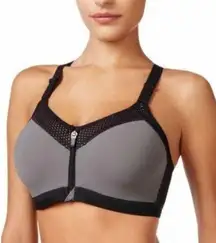 Wacoal grey and black padded front zip sports  bra