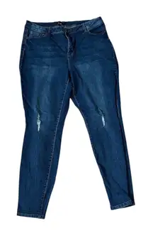 Royalty For Me Womens Size 16W High Rise Skinny Jeans Dark Wash Distressed