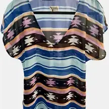 Show Me Your MuMu Aztec Print Sheer Blouse