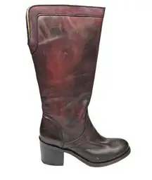 Corral Overlay Burgundy Leather Riding Boots E1499