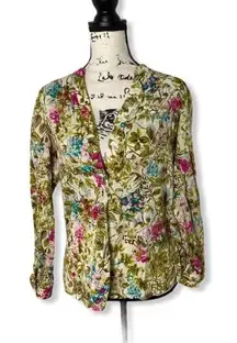 Christopher & Banks Floral Button Front Blouse | Size S | Long Sleeve Lightweigh